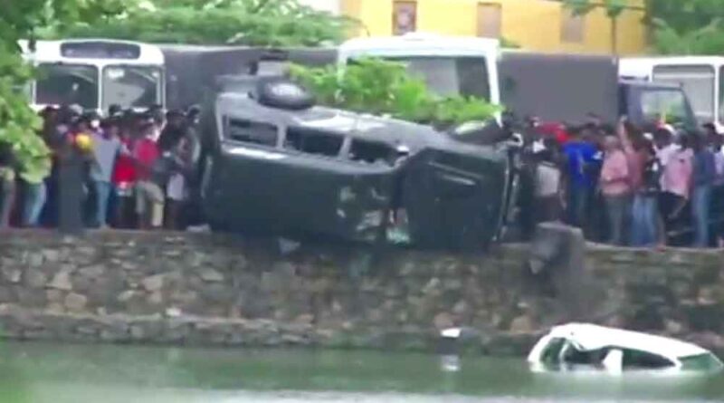 Watch: Sri Lankans Push Car Of Former Minister Into Lake